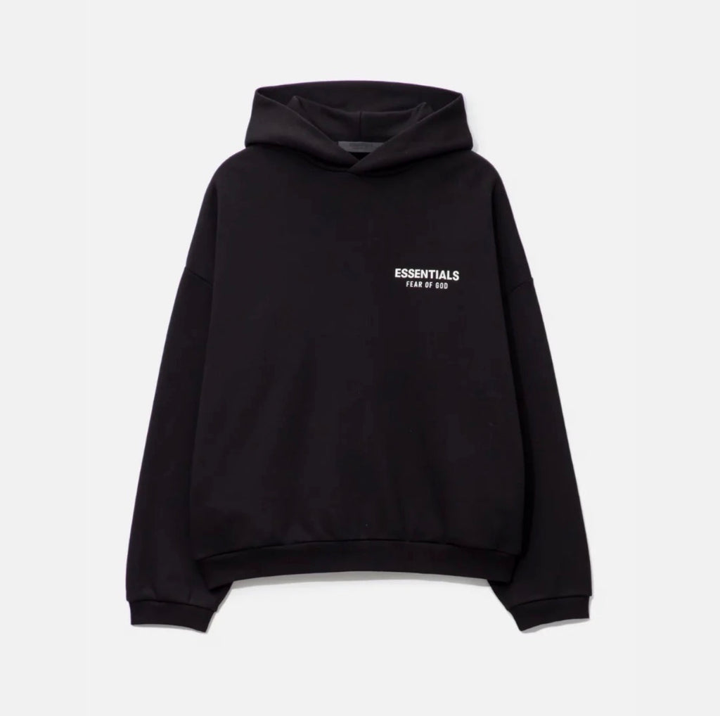 Hoodie Fear of God Essentials Negra con blanco
