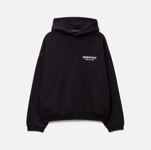 Hoodie Fear of God Essentials Negra con blanco